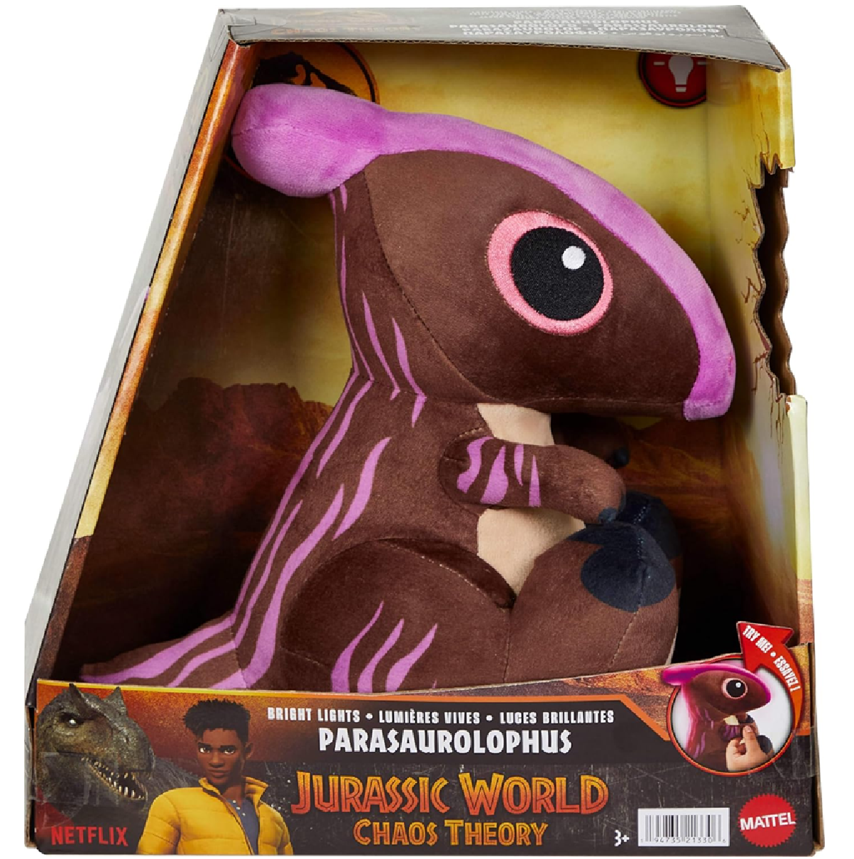 Peluche de dinosaurio Parasaurolophus de Jurassic World: Chaos Theory con función luminosa