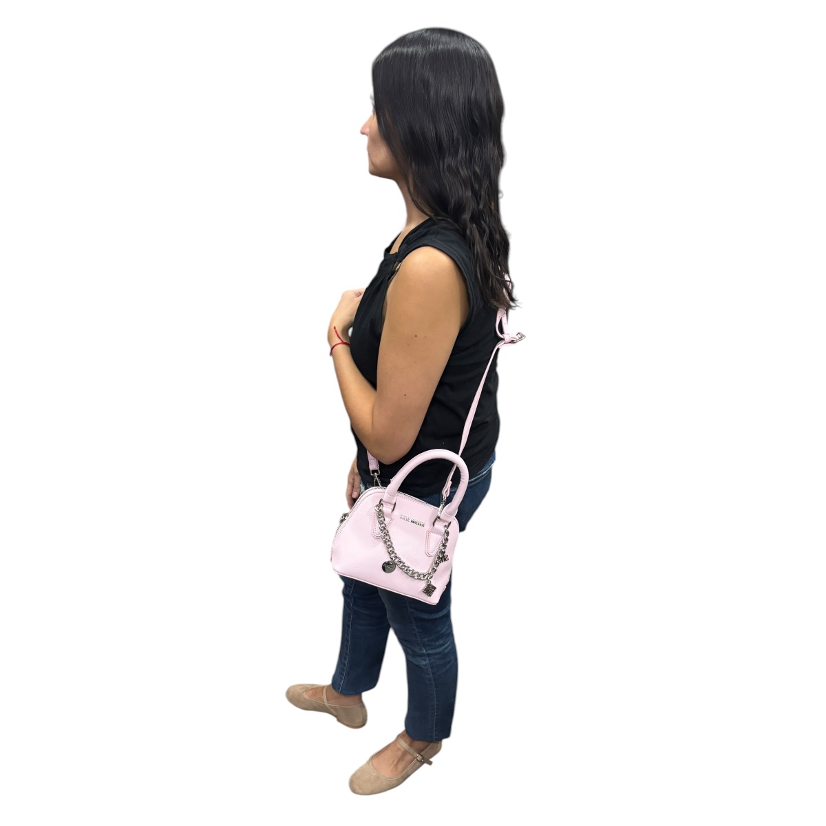 Bolsa Mini Crossbody Steve Madden color Rosa de nylon con asa fija ajustable