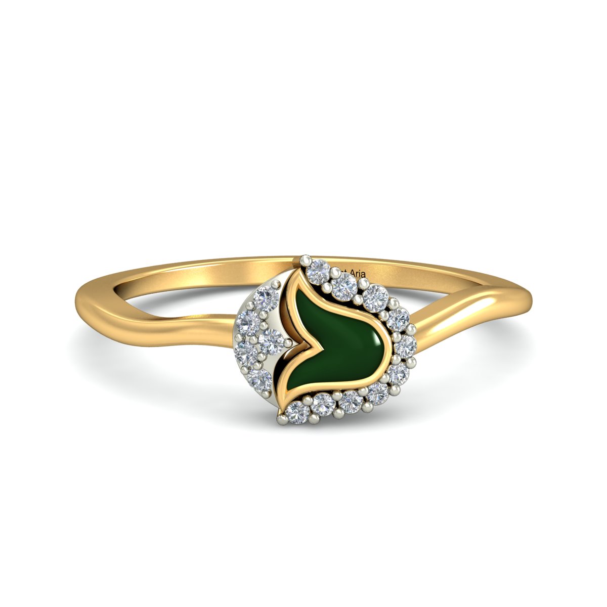 Anillo Tulipán Verde Joyería M De León Oro 10k