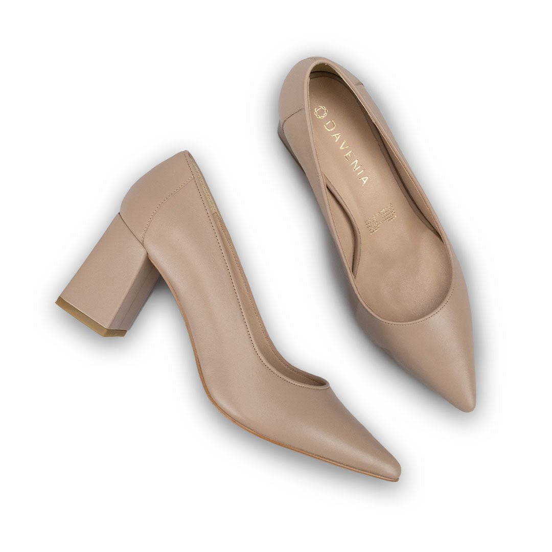 Zapatillas De Tacón Davenia De Piel Sandalia Para Dama Mod. Tania Beige