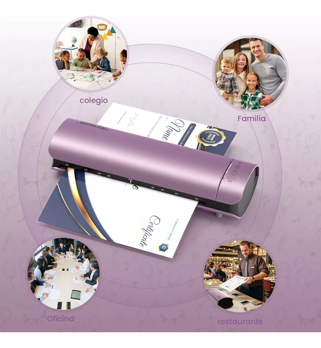 Laminadora 6 En 1 De 13 Pulgadas Para Tamaños Carta/A4/Oficio/Legal/Tabloide Laminadora A3 Con Cortador De Papel Y 30 Micas Qfun ML-MX-LAMINATOR-SL999-PU