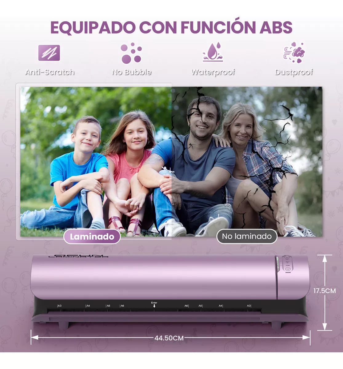Laminadora 6 En 1 De 13 Pulgadas Para Tamaños Carta/A4/Oficio/Legal/Tabloide Laminadora A3 Con Cortador De Papel Y 30 Micas Qfun ML-MX-LAMINATOR-SL999-PU