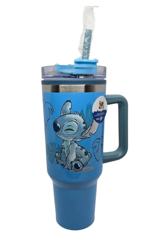 Stitch Termo Alto Jumbo Con Asa Y Popote Stitch & Trapos Lilo & Stitch