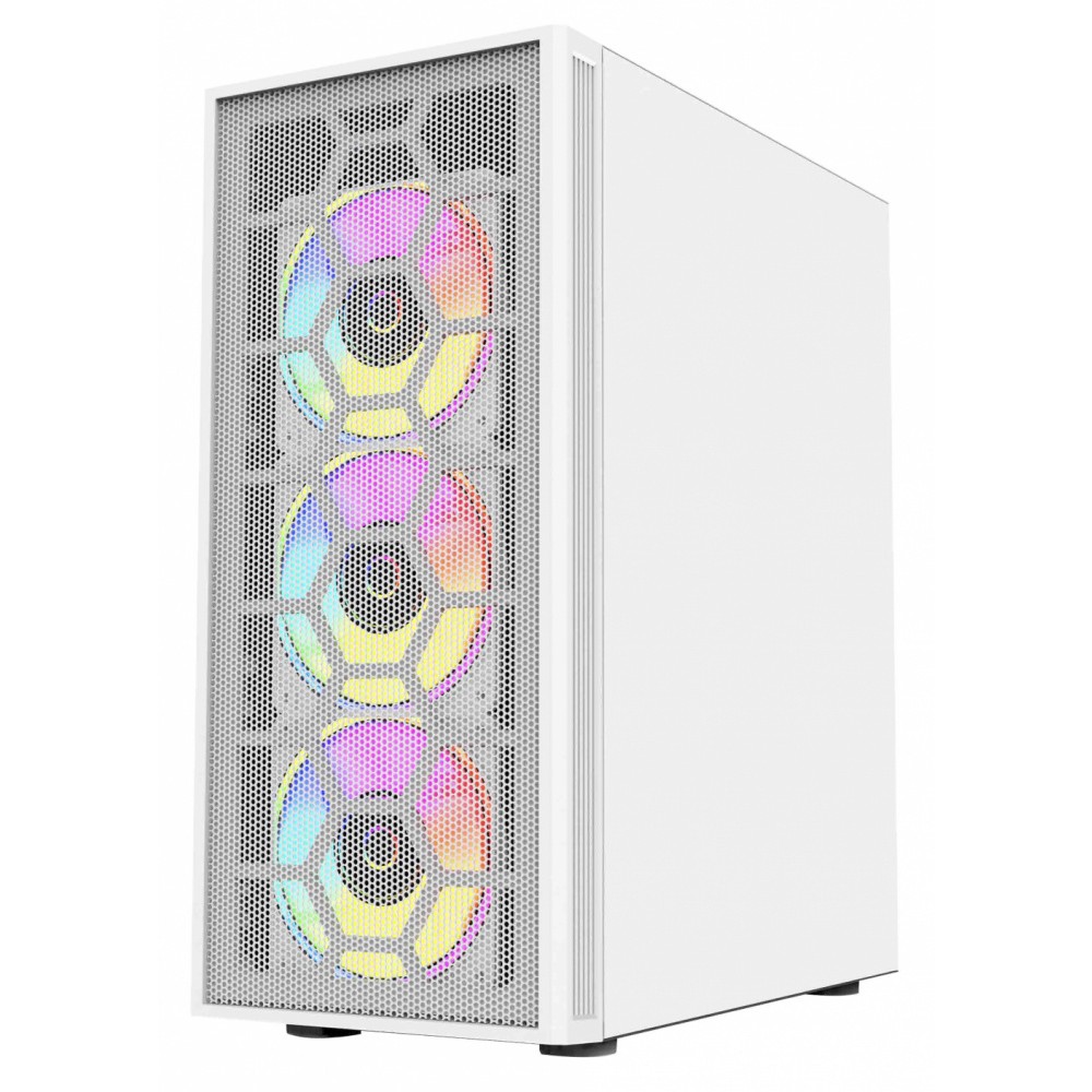 Gabinete Balam Rush DragonFly II Mesh GM740 con Ventana, Mini-Tower, ATX/Micro ATX/Mini-ATX, USB 3.0, sin Fuente, 4 Ventiladores RGB Instalados, Blanco. 