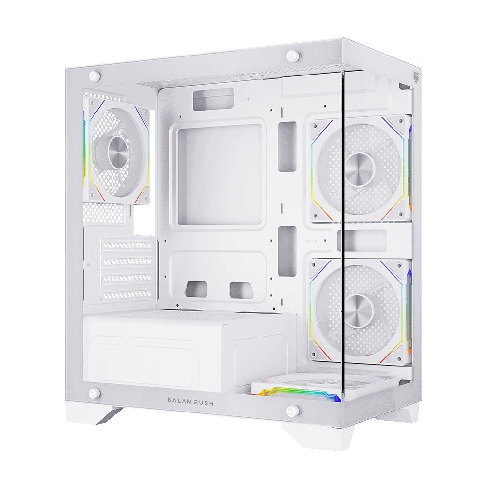 Gabinete Balam Rush Tank Perform 3600, Mini-Tower, Micro-ATX/Mini-ITX, USB 2.0/3.0, sin Fuente, 4 Ventiladores Instalados, Blanco. 