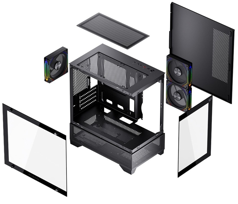 Gabinete Balam Rush Tank Perform 3200, Mini-Tower, Micro-ATX/Mini-ITX, USB 2.0, sin Fuente, 3 Ventiladores Instalados, Negro