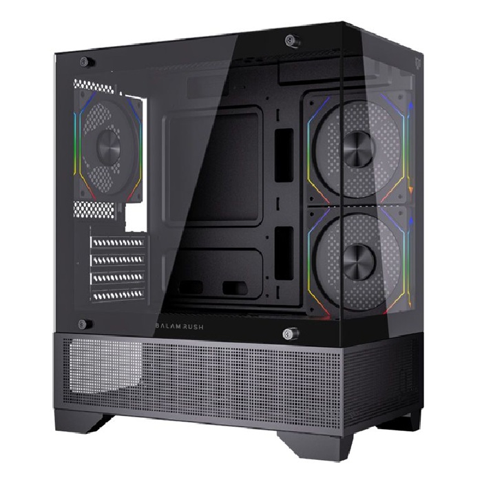 Gabinete Balam Rush Tank Perform 3200, Mini-Tower, Micro-ATX/Mini-ITX, USB 2.0, sin Fuente, 3 Ventiladores Instalados, Negro