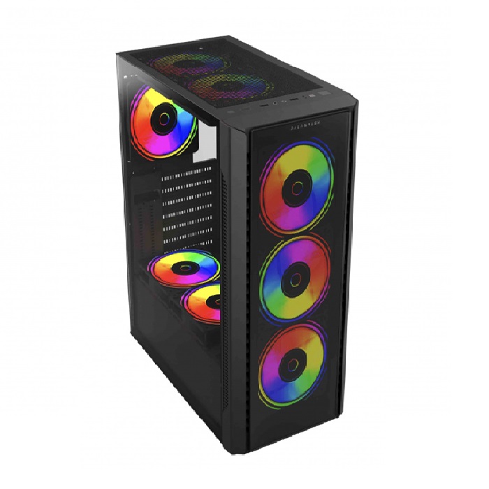 Gabinete Balam Rush DragonFly Crystal GM745 con Ventana, Midi-Tower, ATX/Micro ATX/Mini-ATX, USB 3.0, sin Fuente, 4 Ventiladores RGB Instalados, Negro.