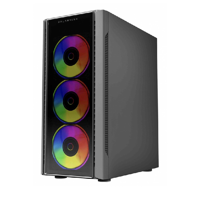 Gabinete Balam Rush DragonFly Crystal GM745 con Ventana, Midi-Tower, ATX/Micro ATX/Mini-ATX, USB 3.0, sin Fuente, 4 Ventiladores RGB Instalados, Negro.