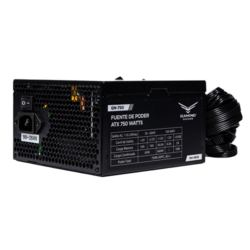 FUENTE NACEB 750W 80PLUS BRONZE ATX NO MODULAR NEGRO NA-0635