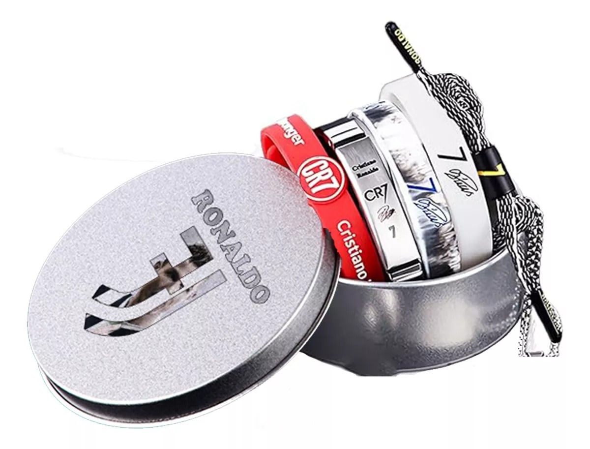 Set De Pulseras Con Estuche De Astros Messi Y Cr7 Ronaldo