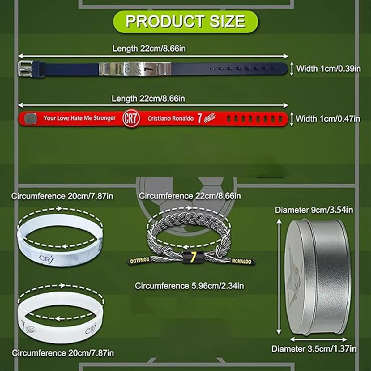 Set De Pulseras Con Estuche De Astros Messi Y Cr7 Ronaldo