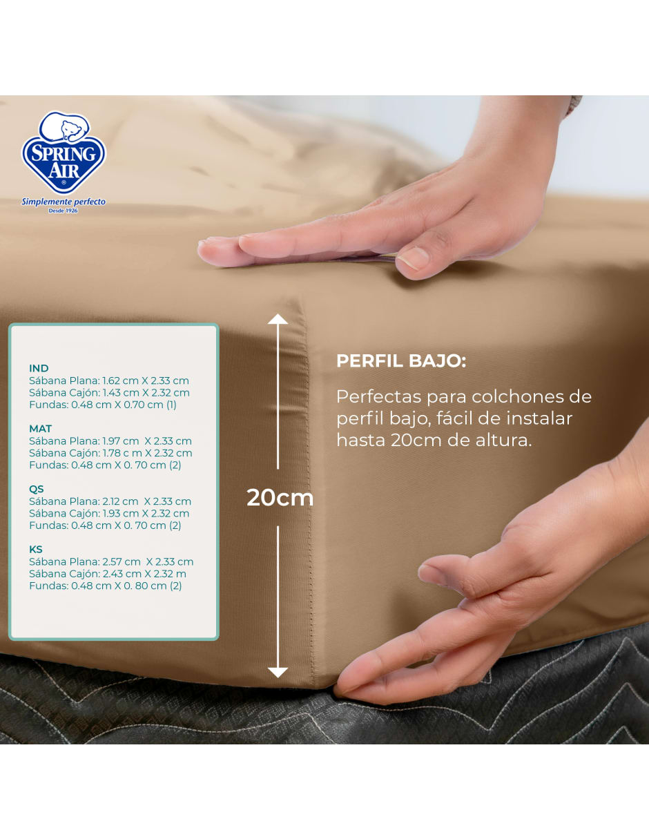Juego de Sábanas King Size Spring Air Essence  Caqui 100% Microfibra