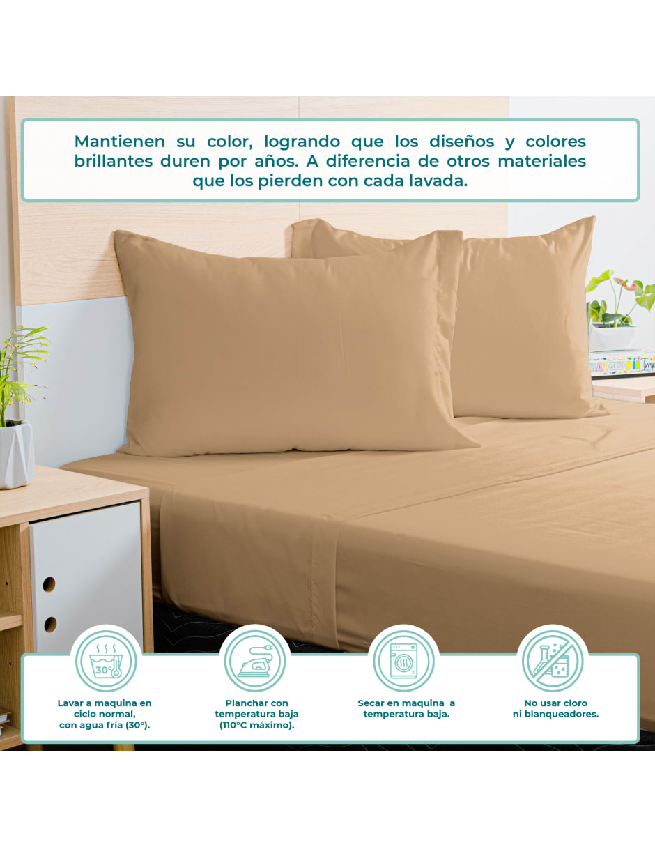 Juego de Sábanas King Size Spring Air Essence  Caqui 100% Microfibra