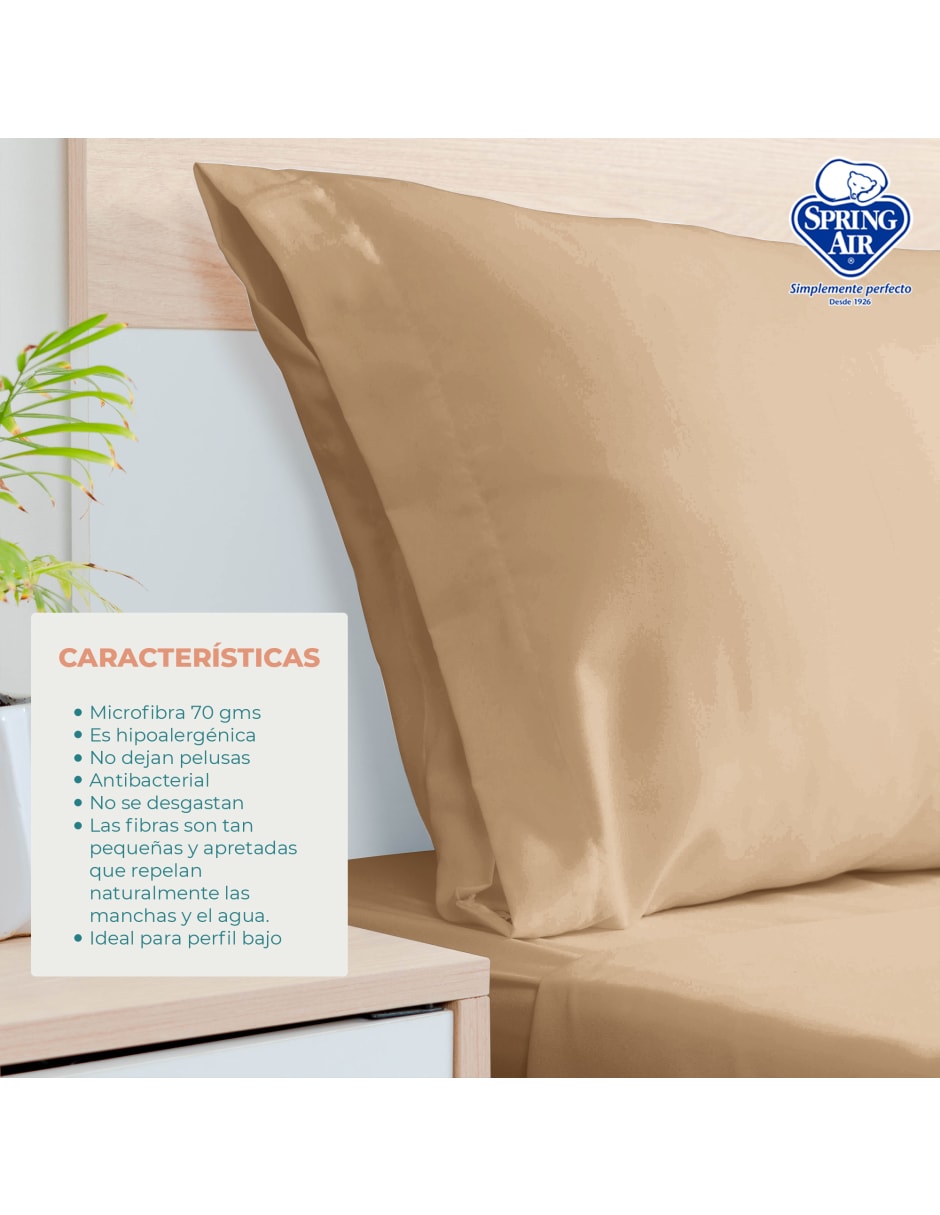 Juego de Sábanas King Size Spring Air Essence  Caqui 100% Microfibra