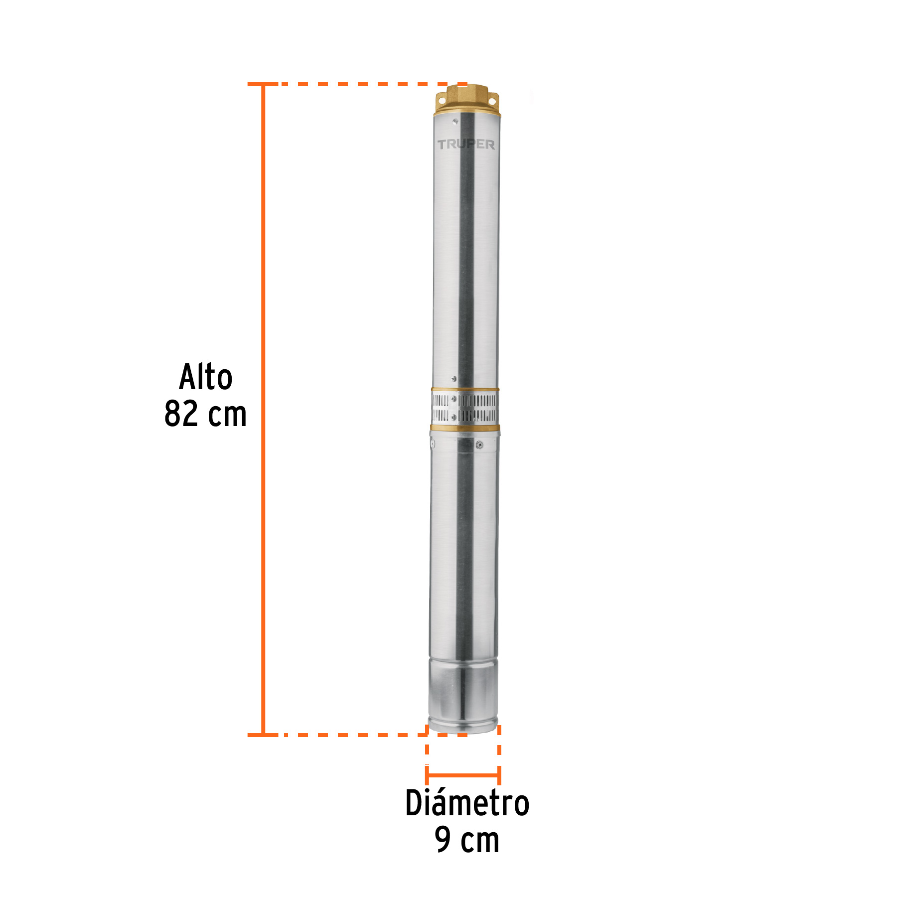 Bomba sumergible tipo bala, 1-1/2HP, uso agrícola, TRUPER