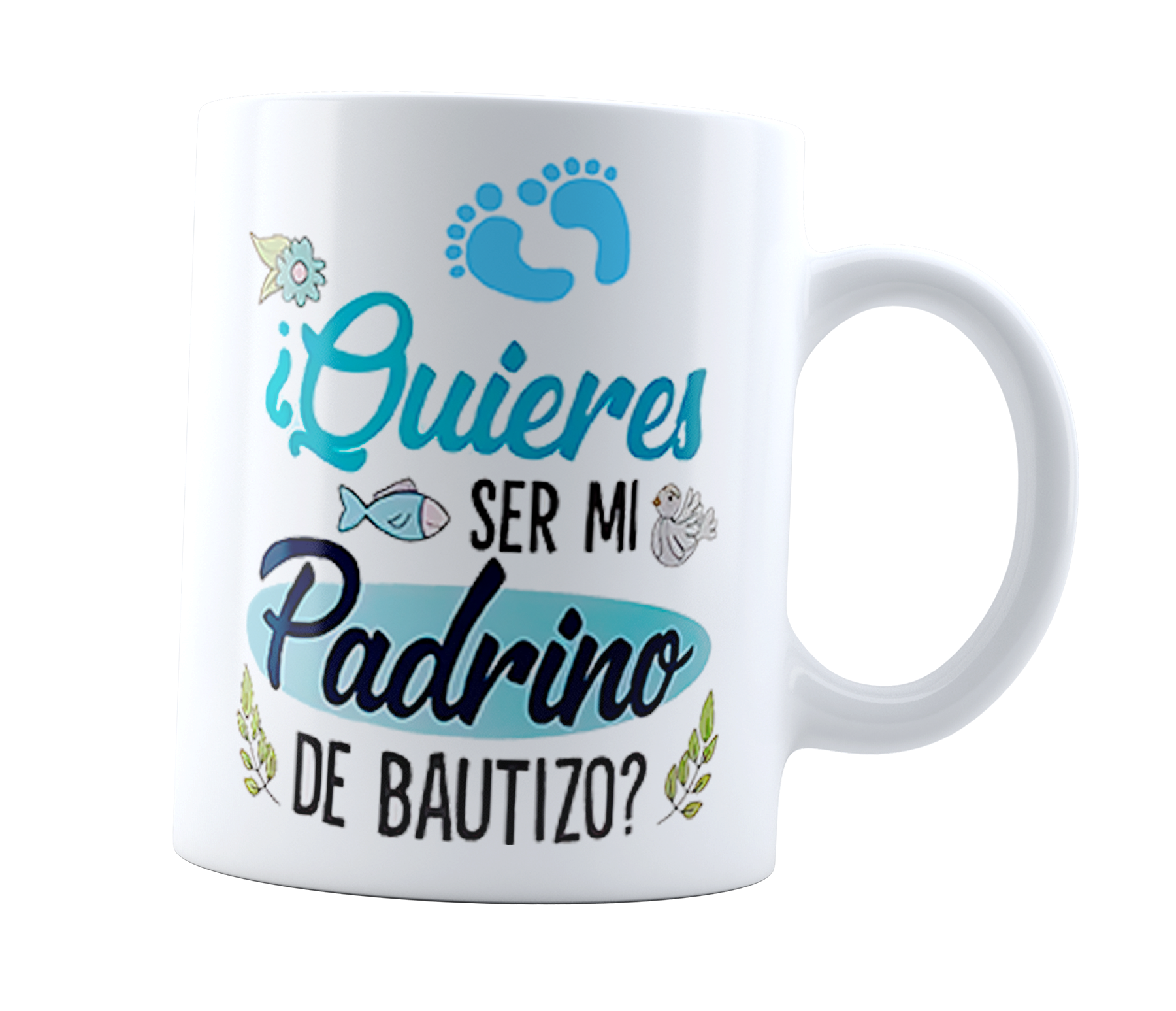 Taza ¿Quiéres ser mi padrino de bautizo? | Frase Meme divertida | Cerámica Blanca 11 oz | Para Café o té