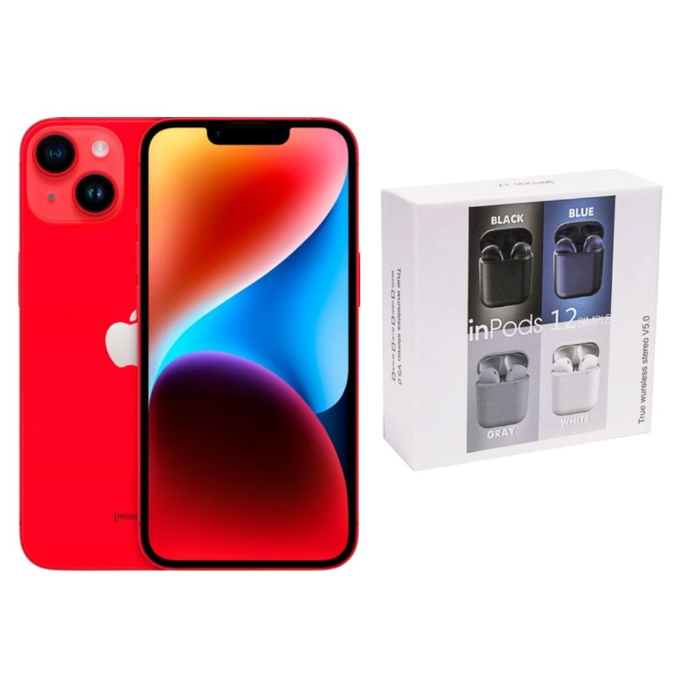 iPhone 14 Plus 128GB Rojo CHIP Reacondicionado Grado A + Audífonos Genéricos