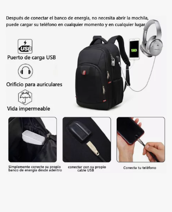 Mochila QIQI FXW003 Color Negro Lisa Impermeable 40L