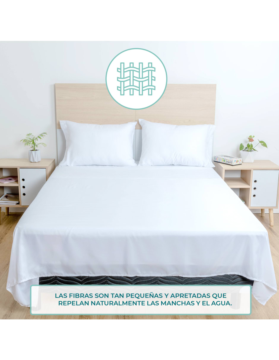 Juego de Sábanas Queen Size Spring Air Essence  Blanco 100% Microfibra