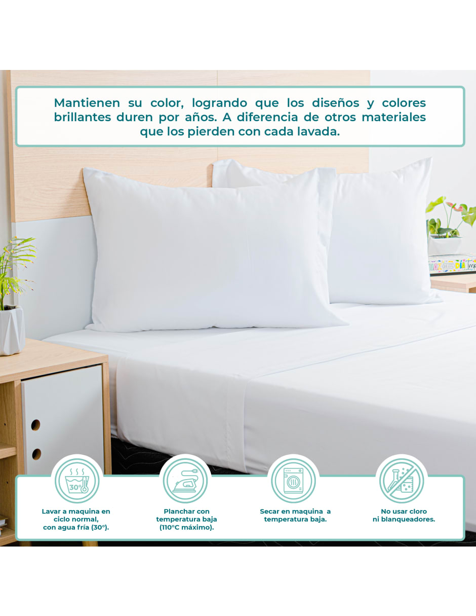 Juego de Sábanas Queen Size Spring Air Essence  Blanco 100% Microfibra