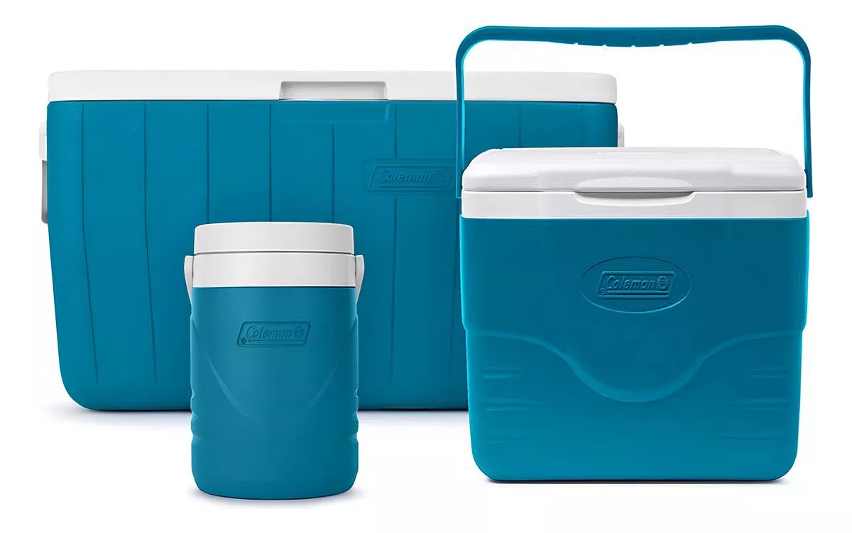 Combo Cooler Coleman 2199113 Hieleras 48qt, 9qt Y 1gal, Azul/blanco Color Azul Acero