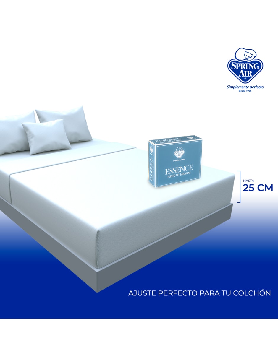 Juego de Sábanas Queen Size Spring Air Essence  Blanco 100% Microfibra