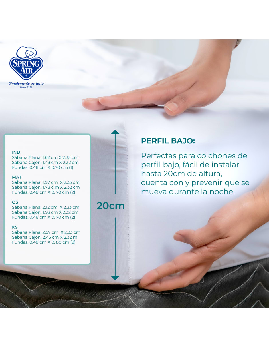 Juego de Sábanas Queen Size Spring Air Essence  Blanco 100% Microfibra