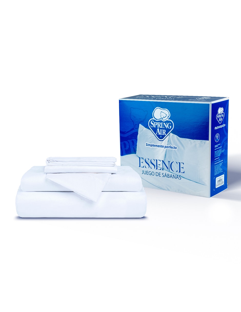 Juego de Sábanas Queen Size Spring Air Essence  Blanco 100% Microfibra
