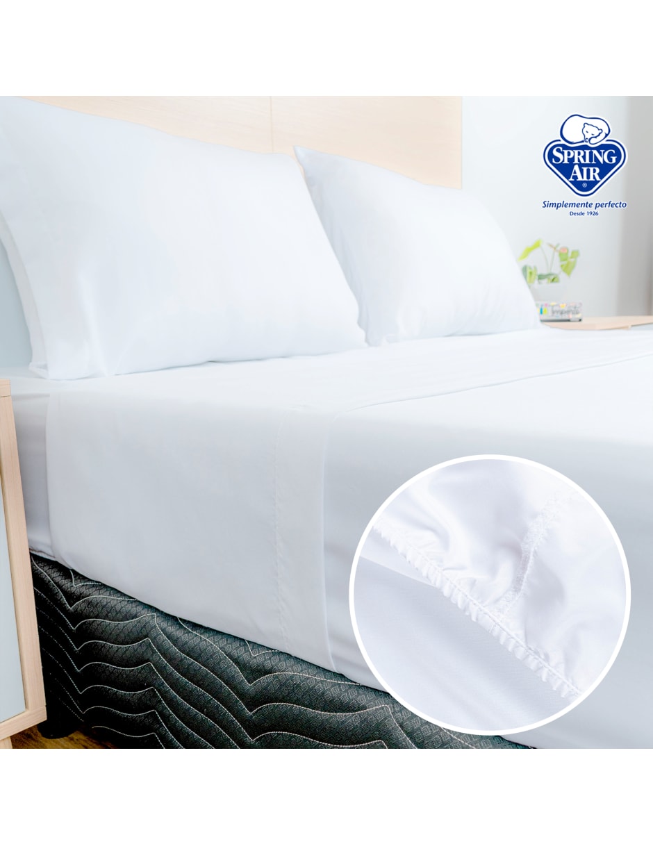 Juego de Sábanas Queen Size Spring Air Essence  Blanco 100% Microfibra