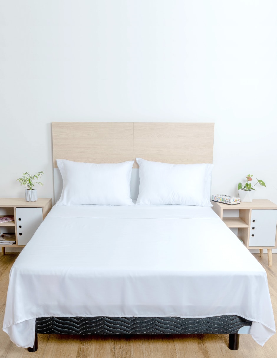 Juego de Sábanas Queen Size Spring Air Essence  Blanco 100% Microfibra