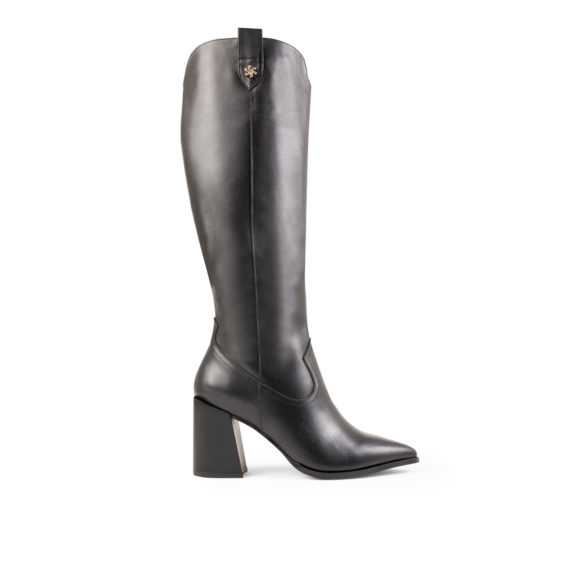 Botas Altas De Piel Davenia Con Tacón Ancho Para Dama Mod. Maya