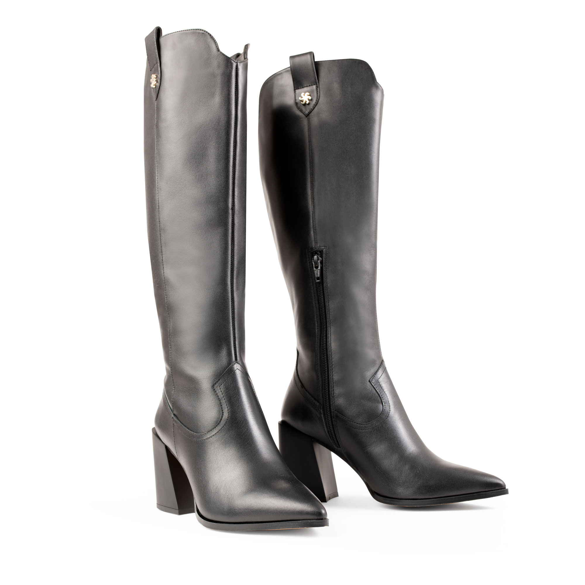 Botas Altas De Piel Davenia Con Tacón Ancho Para Dama Mod. Maya
