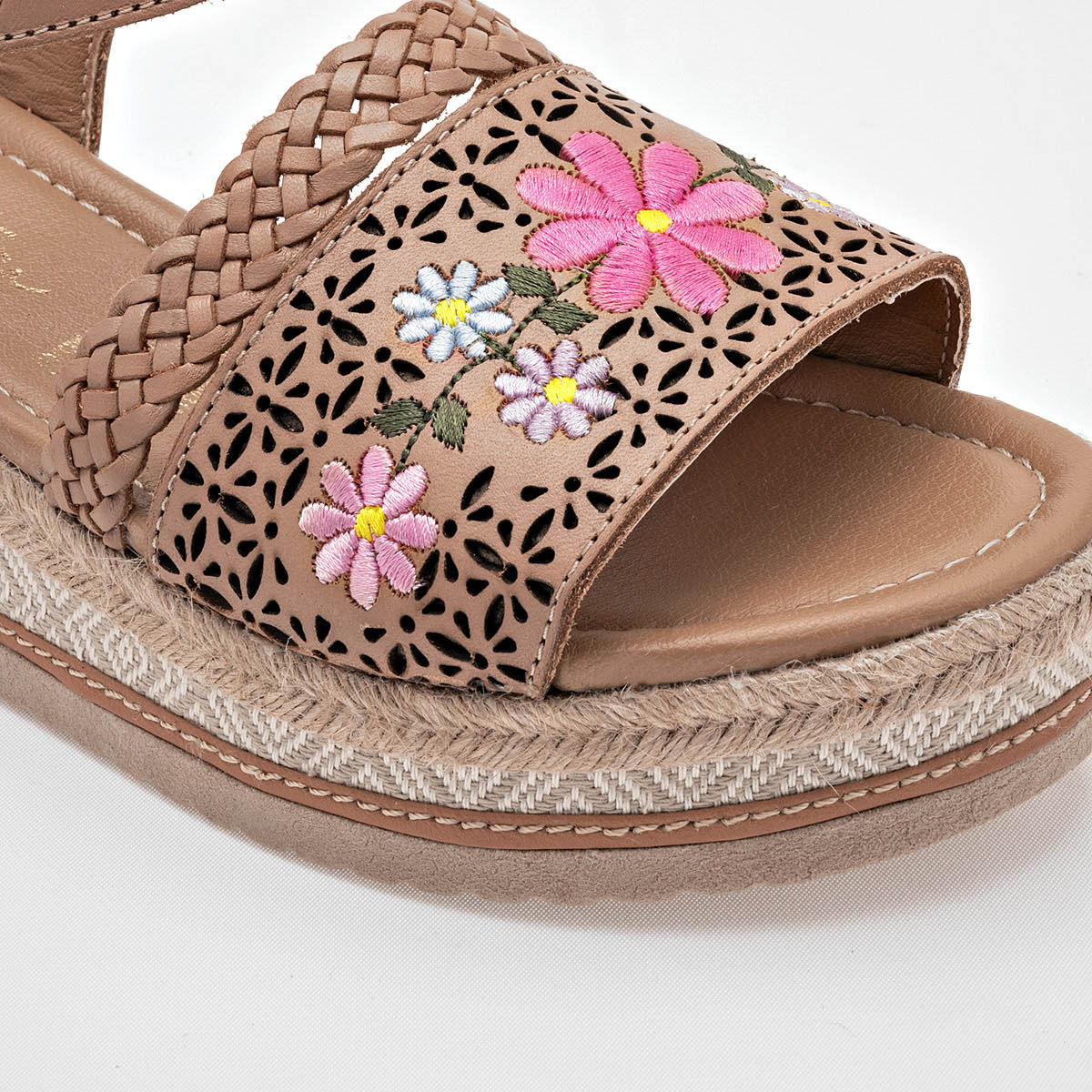 SANDALIA PLATAFORMA 5 CM PIEL MUJER MORA TIERRA ODA CAMEL MULTICOLOR 