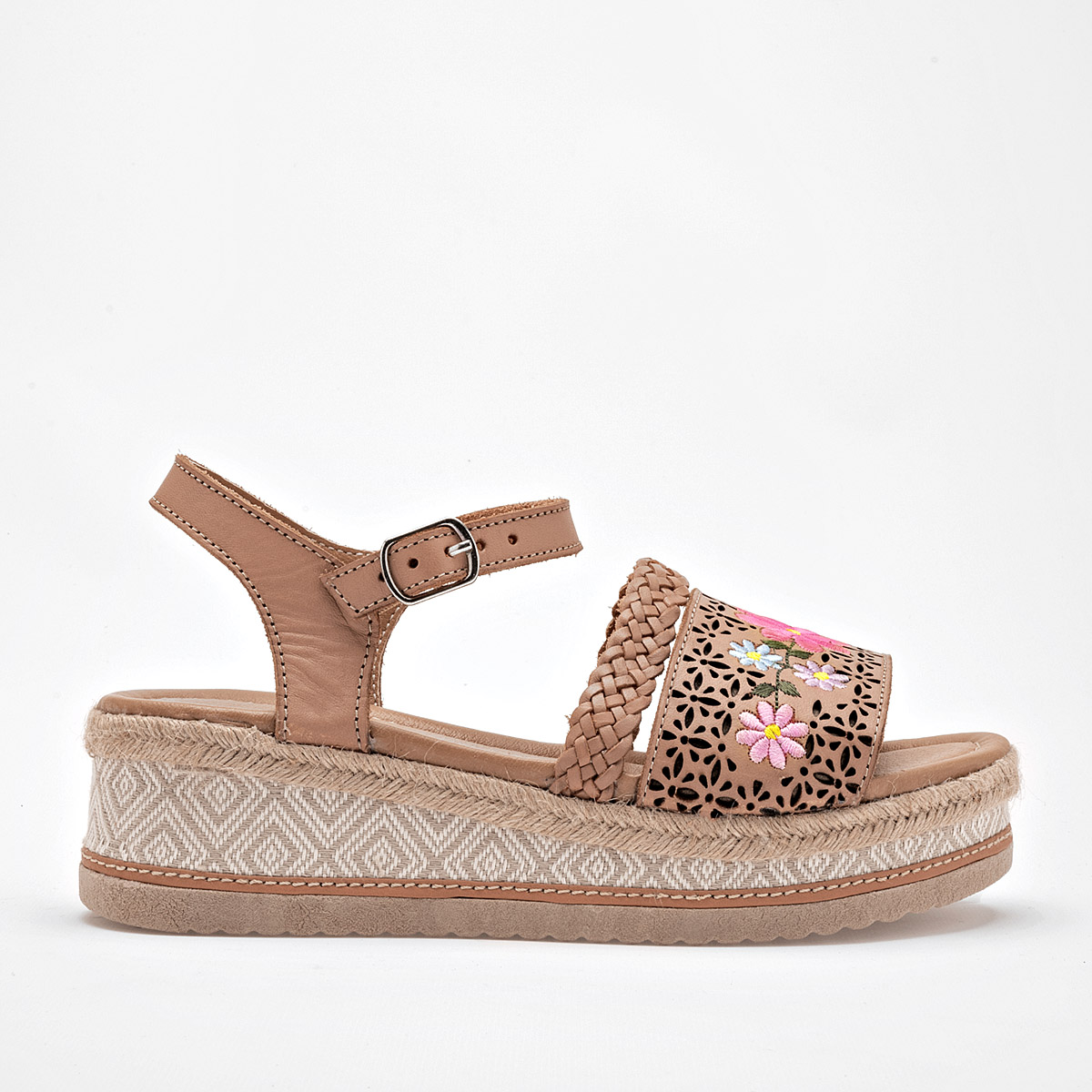 SANDALIA PLATAFORMA 5 CM PIEL MUJER MORA TIERRA ODA CAMEL MULTICOLOR 