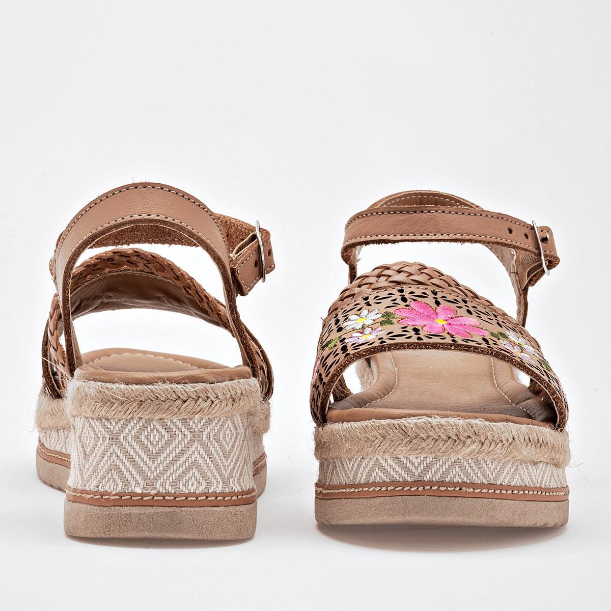 SANDALIA PLATAFORMA 5 CM PIEL MUJER MORA TIERRA ODA CAMEL MULTICOLOR 
