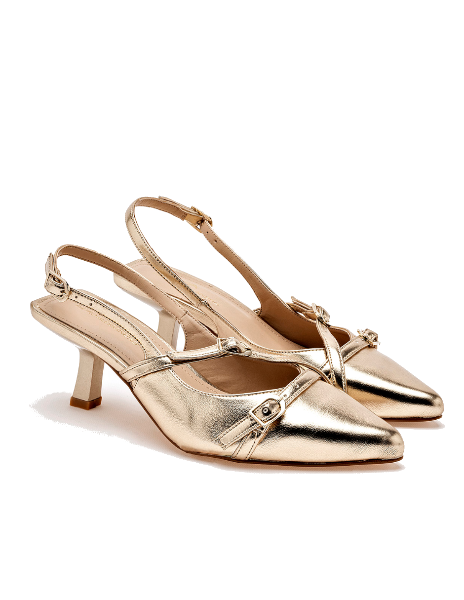 zapatilla mujer tacon bajo color oro