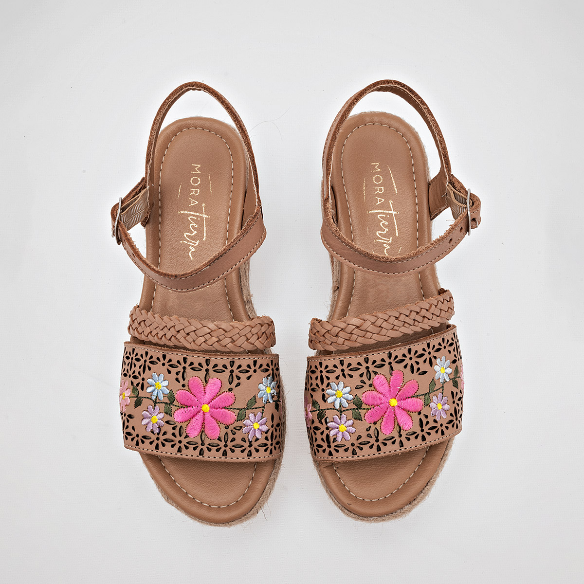 SANDALIA PLATAFORMA 5 CM PIEL MUJER MORA TIERRA ODA CAMEL MULTICOLOR 