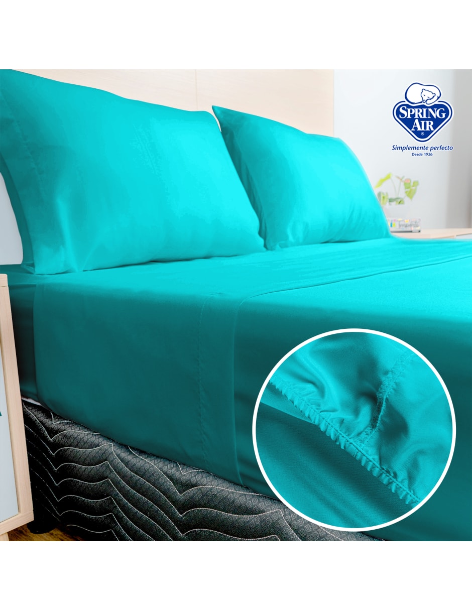 Juego de Sábanas Individual Spring Air Essence  Turquesa 100% Microfibra