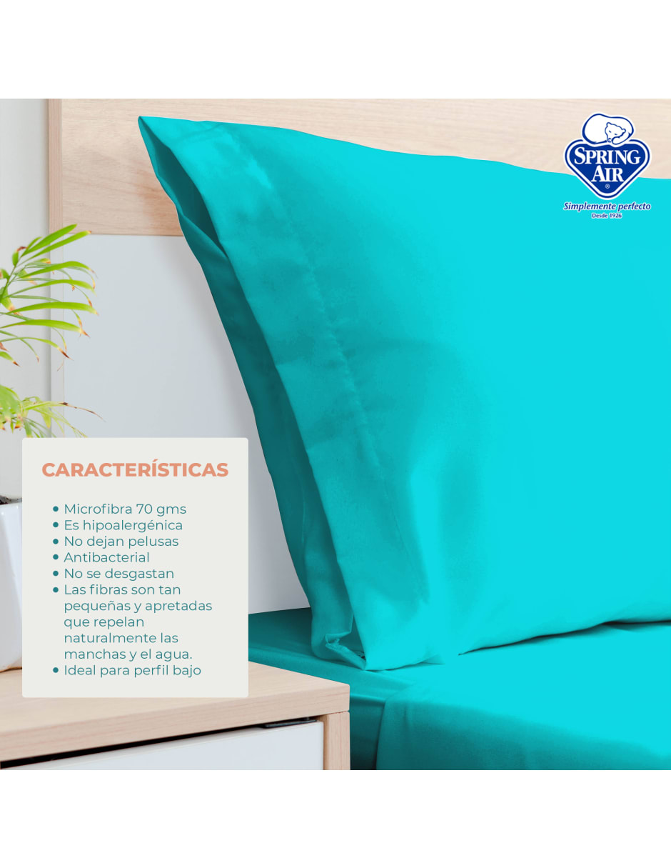 Juego de Sábanas Individual Spring Air Essence  Turquesa 100% Microfibra