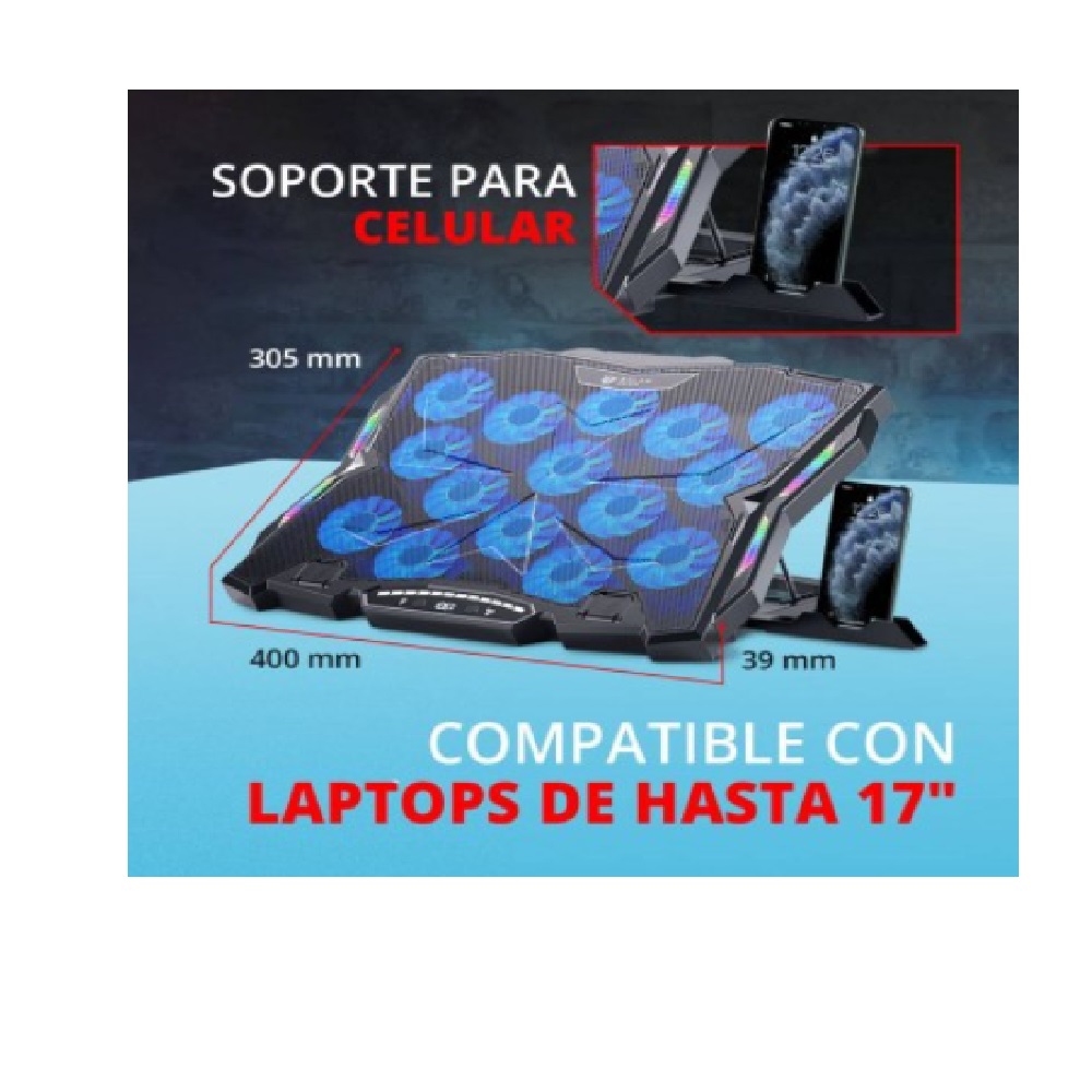 Balam Rush Base Enfriadora Eolox Frost EF740 para Laptop 17", con 15 Ventiladores, Negro