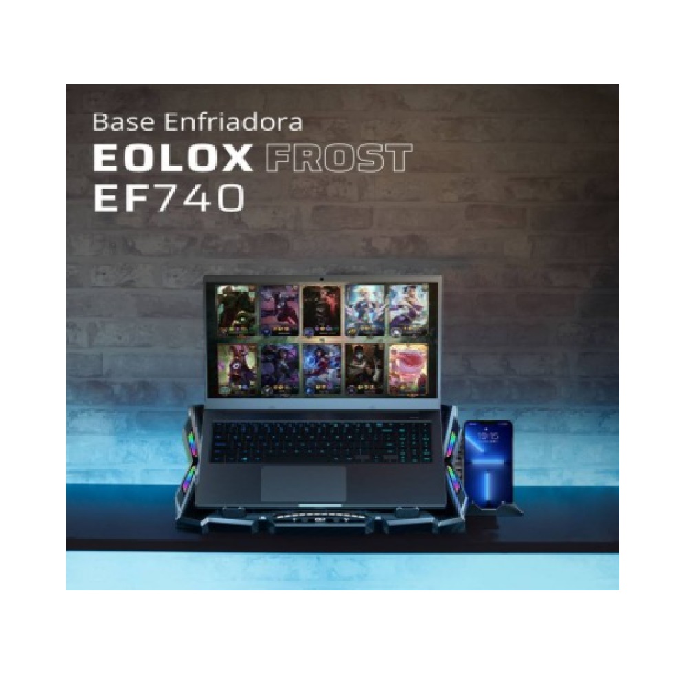 Balam Rush Base Enfriadora Eolox Frost EF740 para Laptop 17", con 15 Ventiladores, Negro
