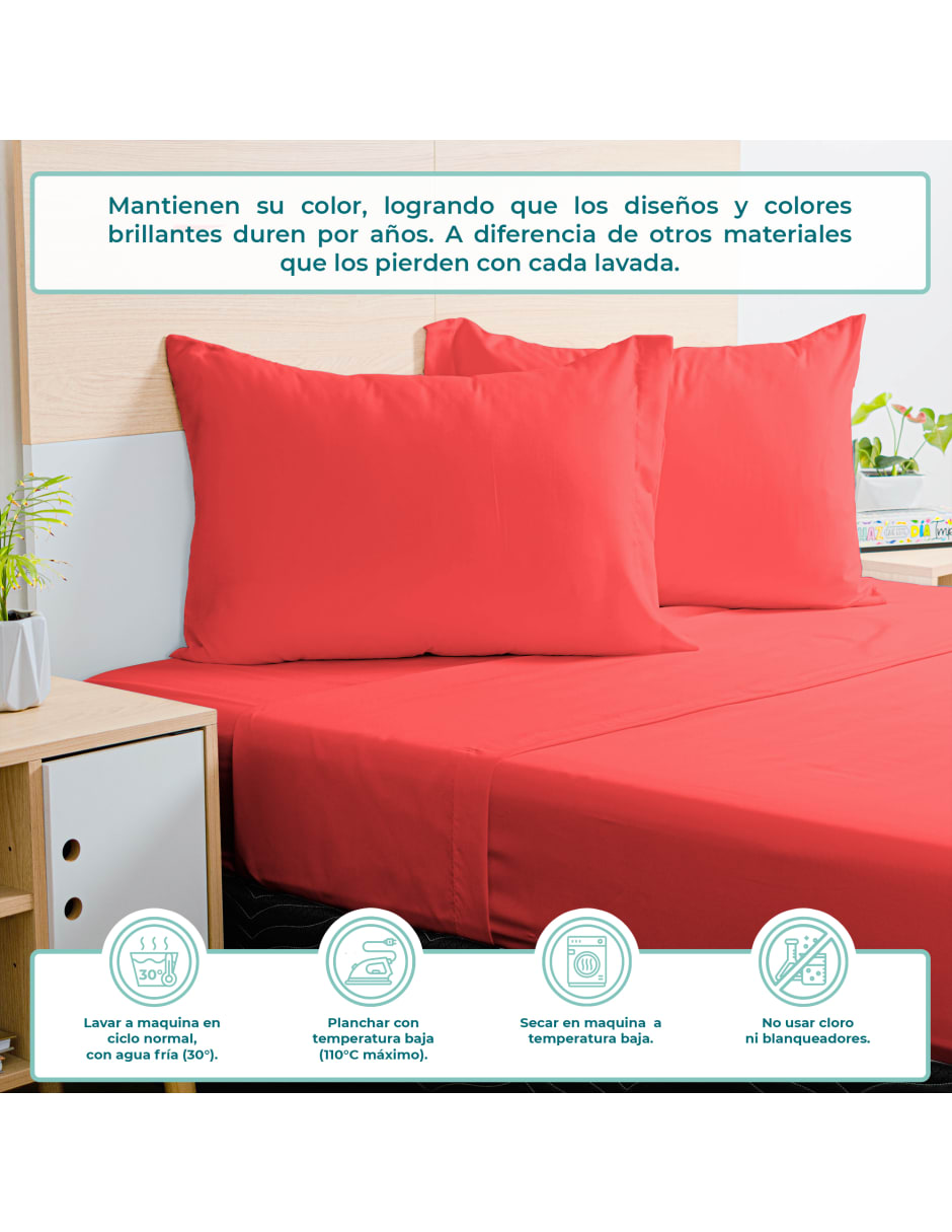 Juego de Sábanas Queen Size Spring Air Essence  Coral 100% Microfibra