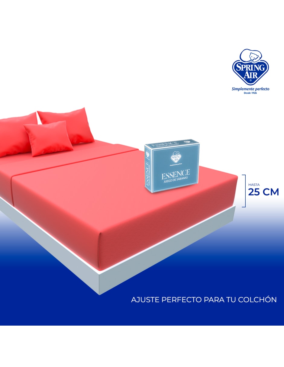 Juego de Sábanas Queen Size Spring Air Essence  Coral 100% Microfibra