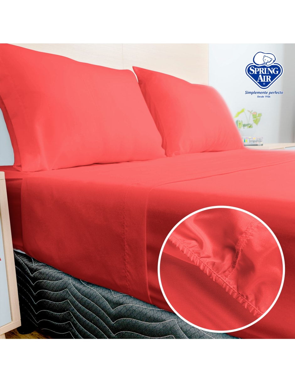 Juego de Sábanas Queen Size Spring Air Essence  Coral 100% Microfibra