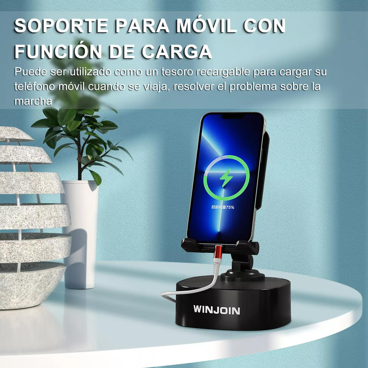 Bocina Bluetooth Portátil Con Soporte Para Celular Y Carga