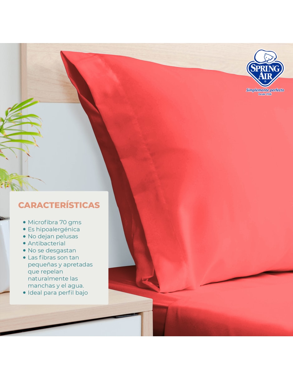 Juego de Sábanas Queen Size Spring Air Essence  Coral 100% Microfibra
