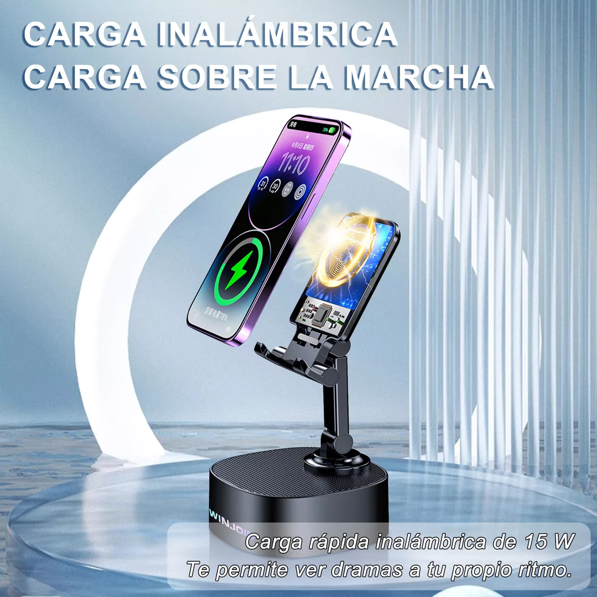 Bocina Bluetooth Portátil Con Soporte Para Celular Y Carga