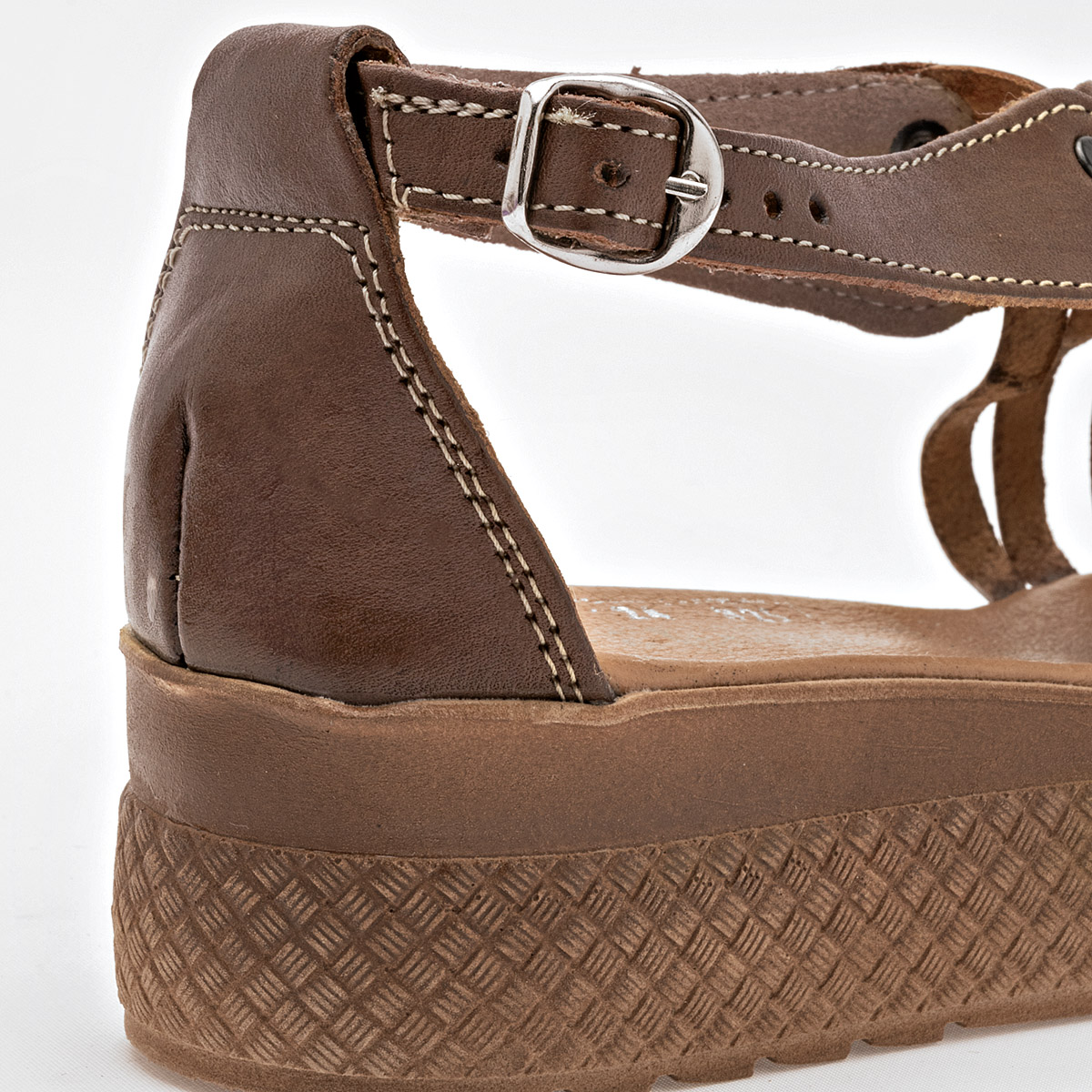 SANDALIA PLATAFORMA 4 CM PIEL MUJER MORA TIERRA MALENA CAFE