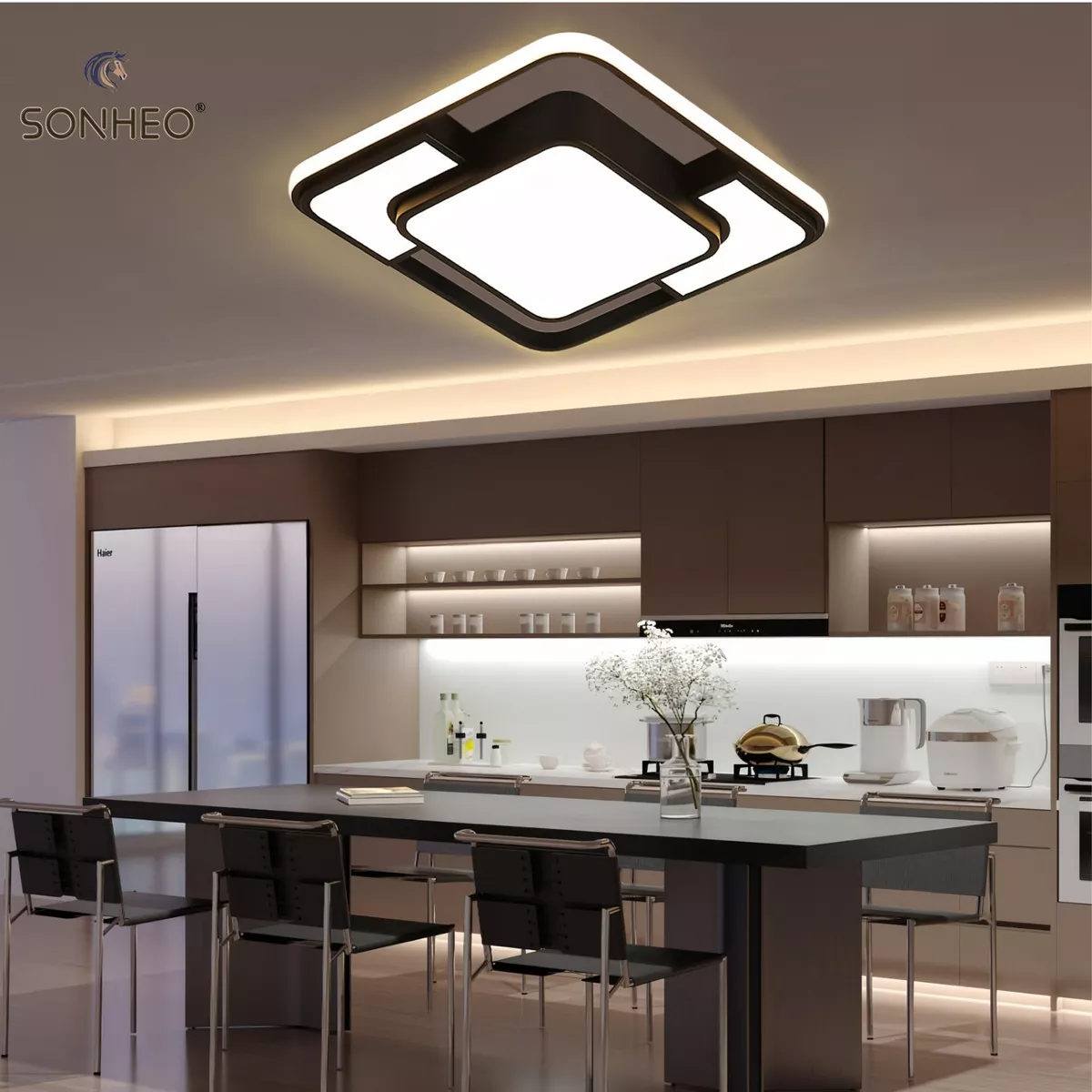 Lámpara de Techo SH-8870 Moderna Decorativa, 3 Modos de Luz, Ideal para Sala, Dormitorio, Comedor y Baño, 127V, Unidad